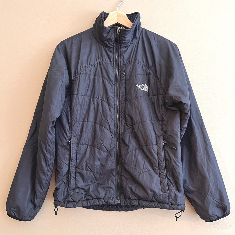 The North Face Womens Black Ripstop Puffer Jacket Full Zip Insulated Coat Medium